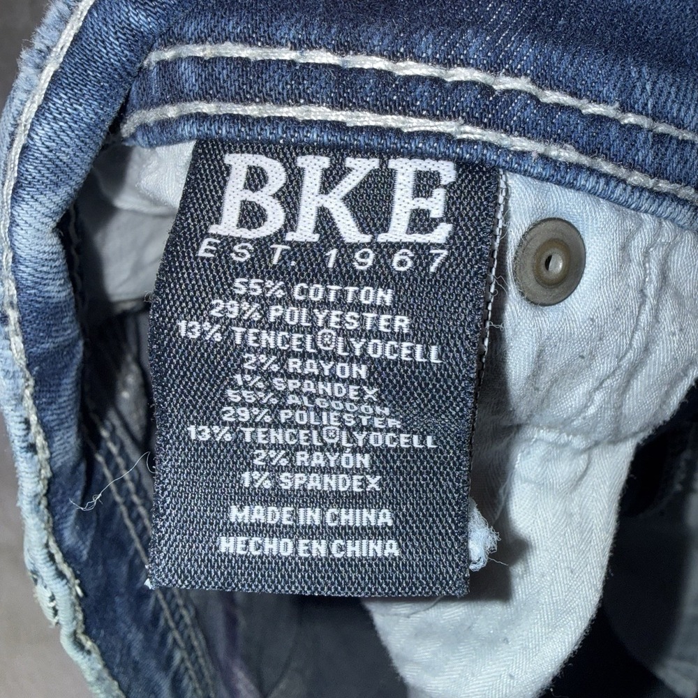 BKE Mason Straight Tapered Stretch Jeans Mens 33x32 (Fits 33x31) Blue Whiskered - Picture 7 of 11